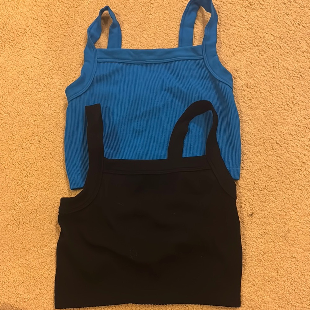 Blue and Black Ribbed Tank Tops